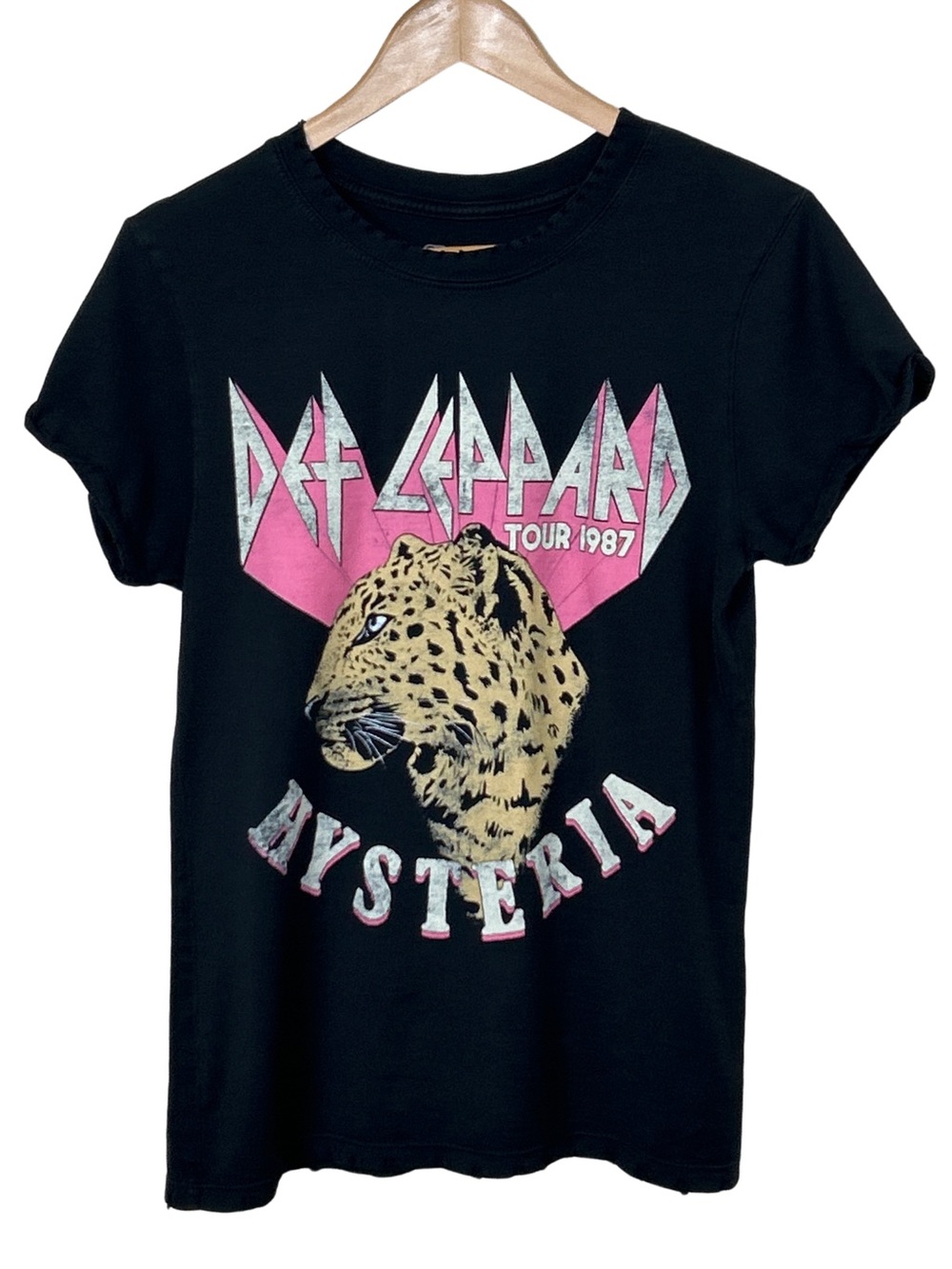 Recycled Karma Def Leppard Hysteria Tour 1987 Distressed Tee - S - Black